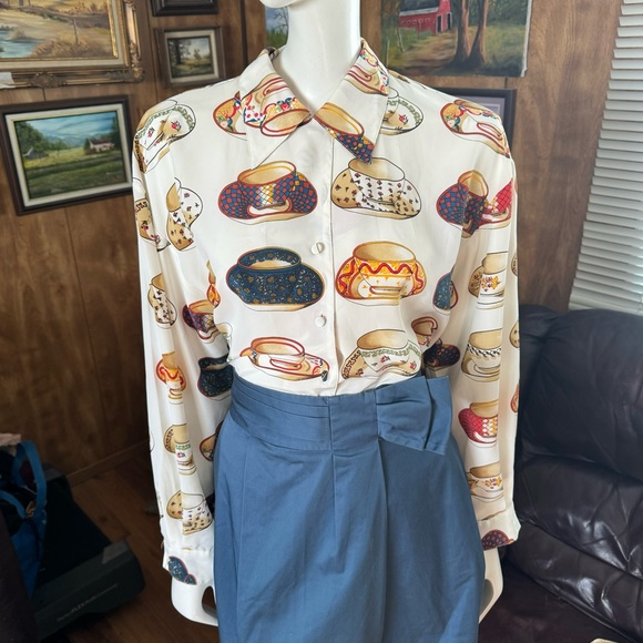 Vintage Tea Cup Blouse - Picture 1 of 6